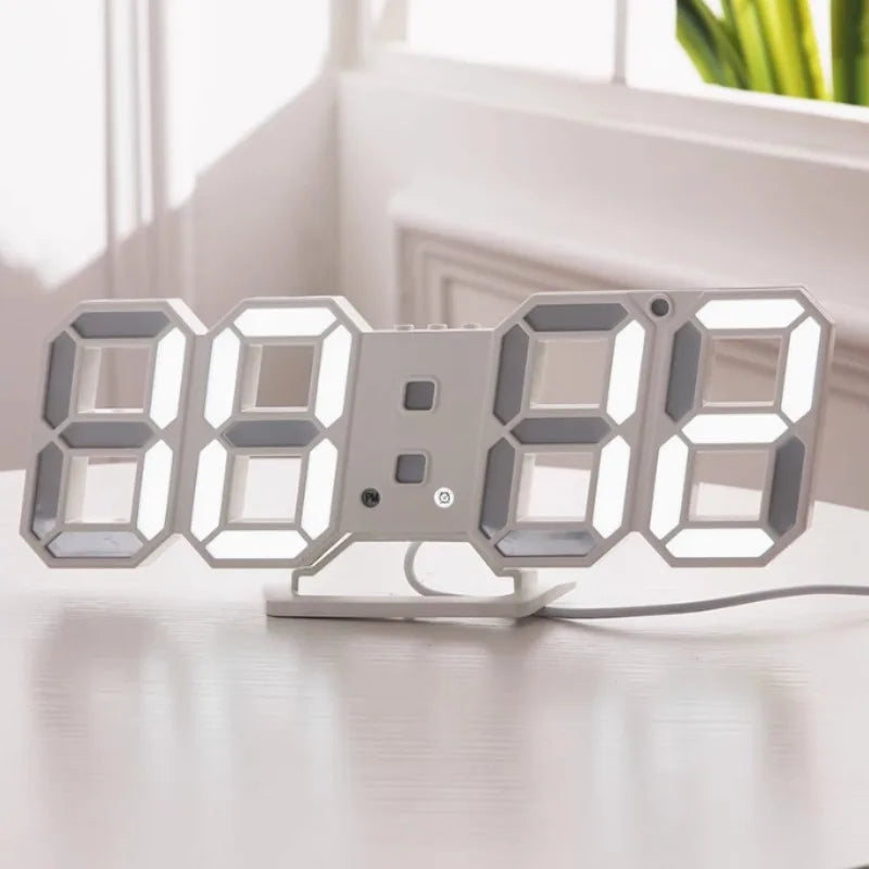 Modern 3D LED Digital Wall Clock - Stylish Multifunctional Home Decor with USB Power